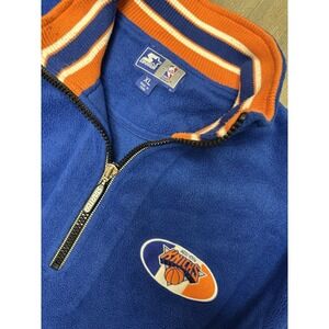 Vintage New York Knicks Starter Fleece XL 90s NBA Quarter Zip Pullover Blue